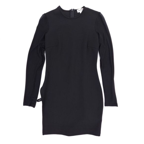 SUPERDOWN Nia Bodycon Dress 90s Sexy Mesh Long Sleeve Mini Black Party Glam Y2k - Picture 8 of 9